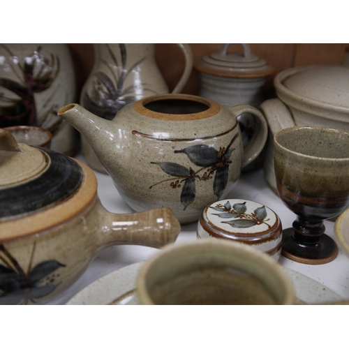 1394 - A large collection of Studio ceramics by John Davidson, Truro Pottery, largest item casserole pot an... 