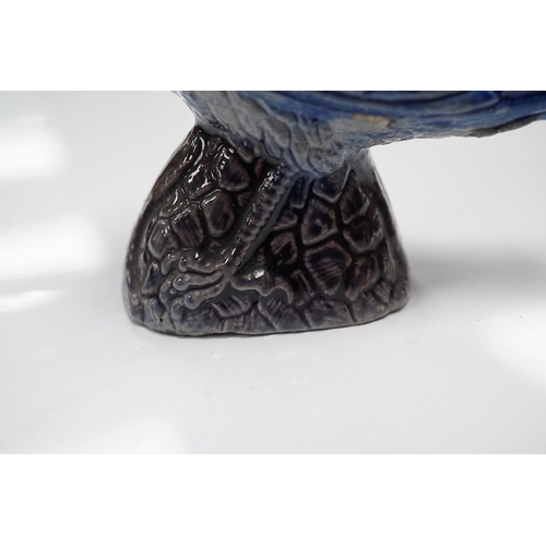 1422 - A German Rhenish stoneware songbird whistle, glazed in blue and grey, 9cm high. Condition - good... 