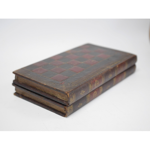 1428 - Two Victorian leather bound folding games compendium boards, both as mock bindings; English Games & ... 