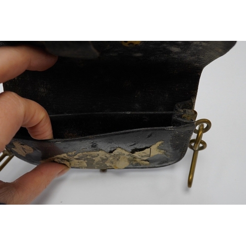 1438 - A Victorian Royal Artillery leather and brass cartridge pouch, 15cm wide. Condition - fair