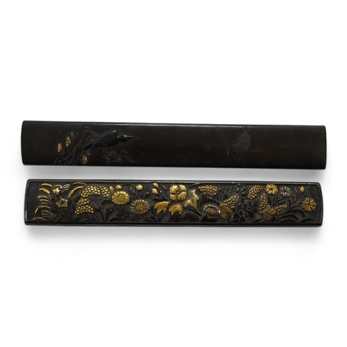 1439 - Two 19th century Japanese bronze and mixed metal kozuka knife handles, largest 9.5cm. Condition - go... 