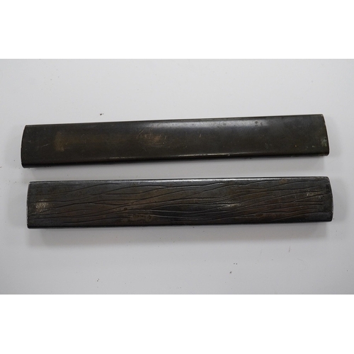 1439 - Two 19th century Japanese bronze and mixed metal kozuka knife handles, largest 9.5cm. Condition - go... 