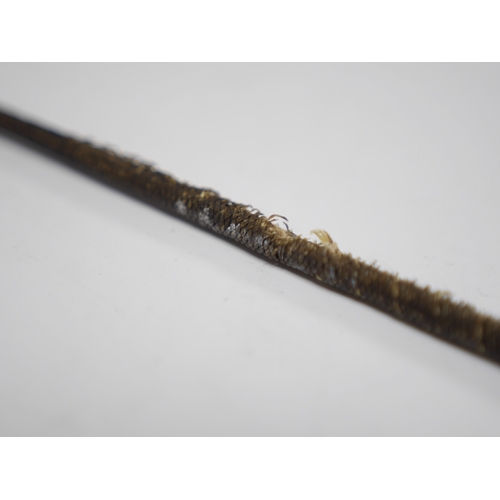 1448 - A gilt mounted whip with micro mosaic floral terminal, 78cm long. Condition - whip worn from use, te... 