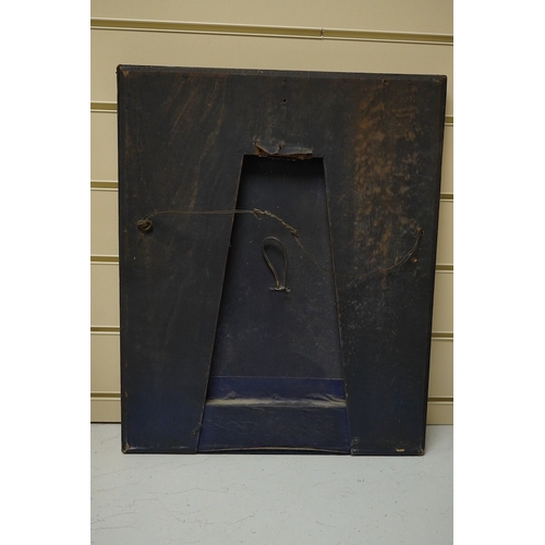 1450 - A period-style embossed metal easel mirror, 41cm x 50cm. Condition - easel stand missing now convert... 