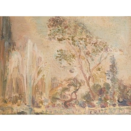 1707 - Marian Kratochwil (Polish, 1905-1997), Impressionist oil on board, Fountain, Kensington Gardens, s... 