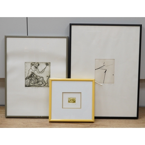 1713 - Christine Chamson, three etchings, one with aquatint to include Cocotte III and Insecte VII, eac... 