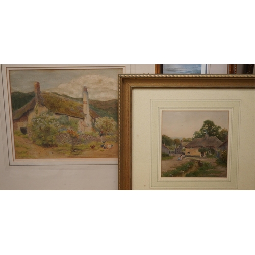 1716 - Curtius Duassut (fl.1889-1903), two watercolours, Cottage garden scenes, each signed, largest 24.5 x... 