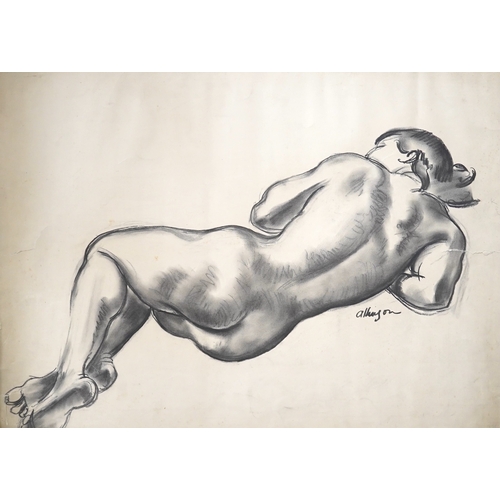 1729 - Adrian Paul Allinson ROI (1890-1959), charcoal, Study of a nude woman, signed, 50 x 69cm. Condition ... 