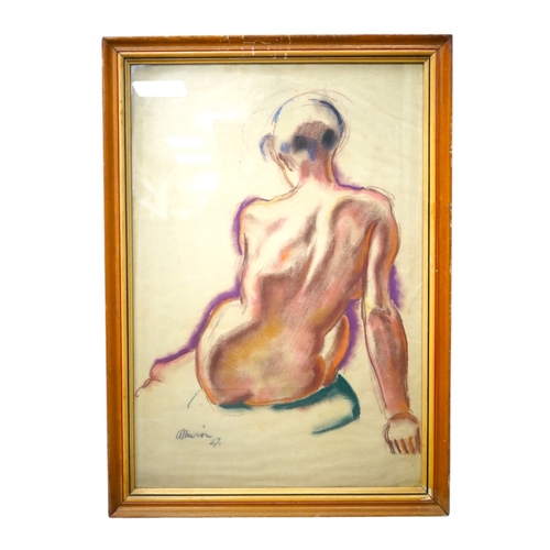 1730 - Adrian Paul Allinson ROI (1890-1959), pastel, Study of a nude woman, signed and dated '27, 58 x 39cm... 