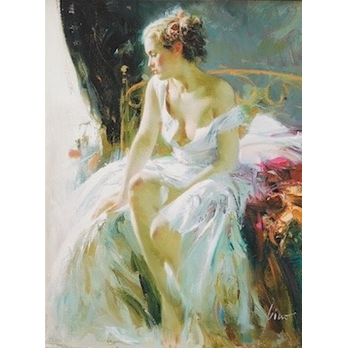 1747 - After Pino Daeni (Italian, 1939-2010), hand embellished giclee print on canvas, Morning Breeze, li... 