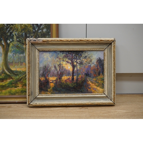 1752 - Wyndham Edwin George Giles, two oils, Landscapes, unsigned, largest 50 x 60cm. Condition - good... 