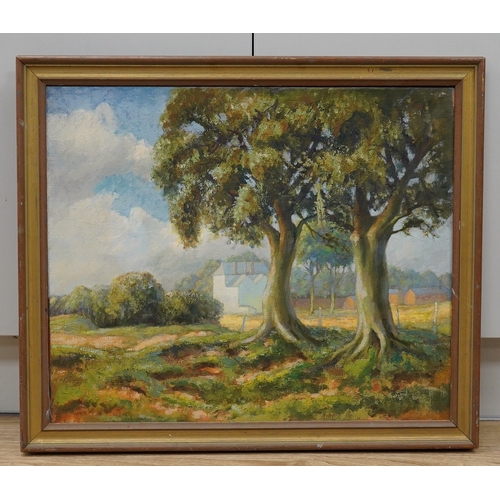 1752 - Wyndham Edwin George Giles, two oils, Landscapes, unsigned, largest 50 x 60cm. Condition - good... 