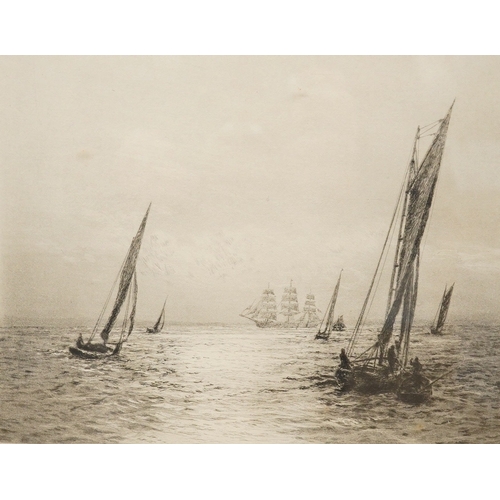 1759 - William Lionel Wyllie (1851-1931), etching, Sunshine on the Solent, signed in pencil, 19 x 23cm. Con... 