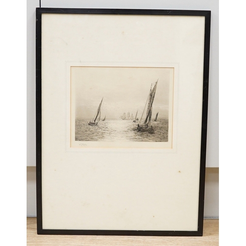 1759 - William Lionel Wyllie (1851-1931), etching, Sunshine on the Solent, signed in pencil, 19 x 23cm. Con... 