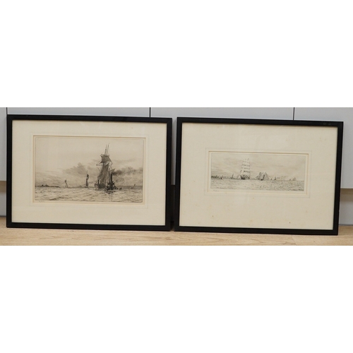 1760 - William Lionel Wyllie (1851-1931), two etchings, signed in pencil, comprising Shipping the tow rope ... 