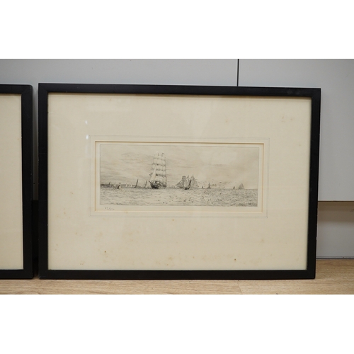 1760 - William Lionel Wyllie (1851-1931), two etchings, signed in pencil, comprising Shipping the tow rope ... 