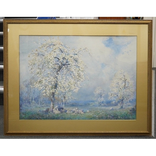 1771 - Max Ludby (1858-1943), watercolour, orchard scene, 52 x 72cm. Condition - fair to good