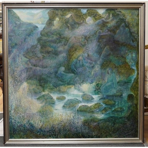 1773 - Mary Goward (Contemporary), oil on board, Dartmoor Rocks, 90 x 90cm. Condition - good