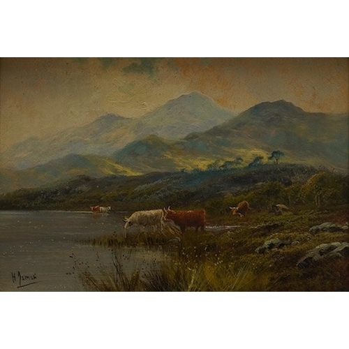 1781 - H. James, pair of oils on board, Highland scenes, 23 x 33cm. Condition - fair