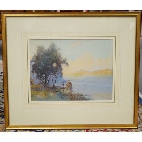 1784 - William Knox (1862-1925), watercolour, river scene, 27 x 36cm. Condition - good