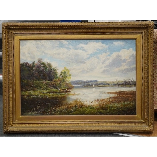 1785 - Henry Peach (fl.1894-1928), oil on canvas, River landscape, 40 x 60cm. Condition - fair