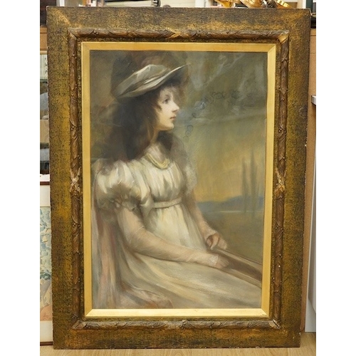 1792 - 19th century English school, pastel, study of a girl, 87 x 59cm. Condition fair