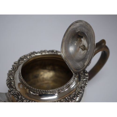 1831 - An early 19th century silver circular teapot, marks rubbed, by Thomas Blagden & Co, Sheffield, circa... 