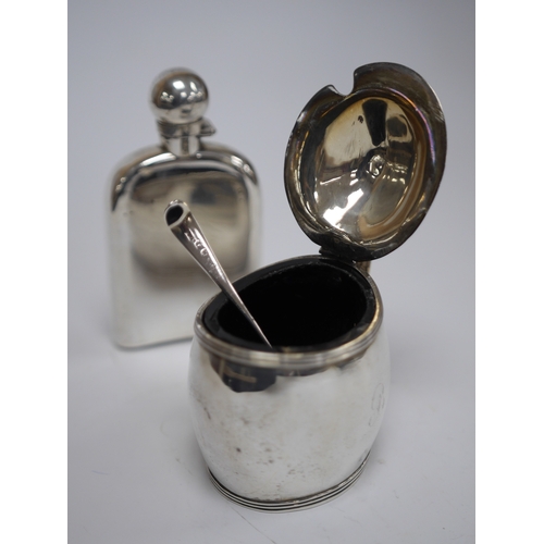 1835 - A late Victorian silver hip flask, with engraved monogram, by George Brace, London, 1884, 12.7cm (le... 