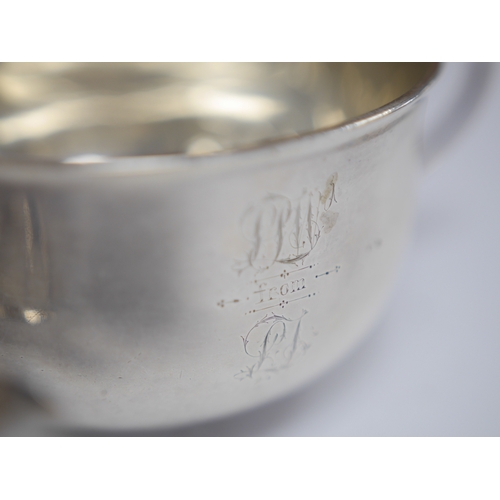 1849 - A late Victorian silver porringer, London, 1897, height 61mm, an Edwardian silver porringer, a late ... 