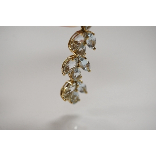 1916 - A pair of 9ct and blue stone cluster set drop earrings, 29mm diamond set ring together with a yellow... 