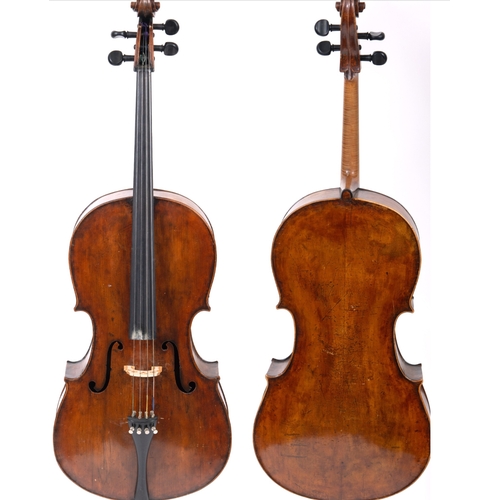 1290 - An early to mid 19th century German cello, attributed to Simon Voigt, Simon Voigt label inside with ... 