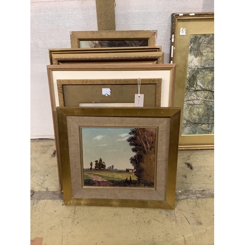 11 - A quantity of watercolours, oils and prints. Condition - fair