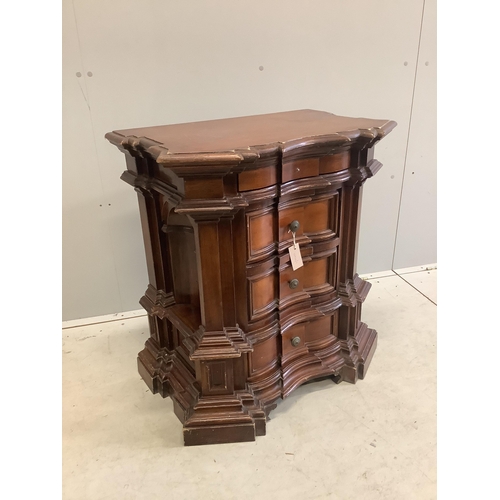 12 - A reproduction 18th century style Tuscan walnut commode, width 72cm, depth 44cm, height 77cm. Condit... 