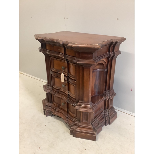 12 - A reproduction 18th century style Tuscan walnut commode, width 72cm, depth 44cm, height 77cm. Condit... 