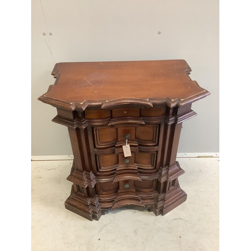 12 - A reproduction 18th century style Tuscan walnut commode, width 72cm, depth 44cm, height 77cm. Condit... 