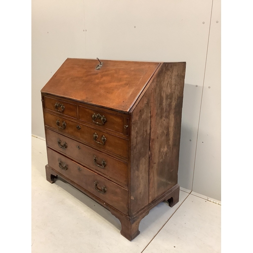 17 - A George III mahogany bureau, width 101cm, depth 55cm, height 108cm. Condition - poor