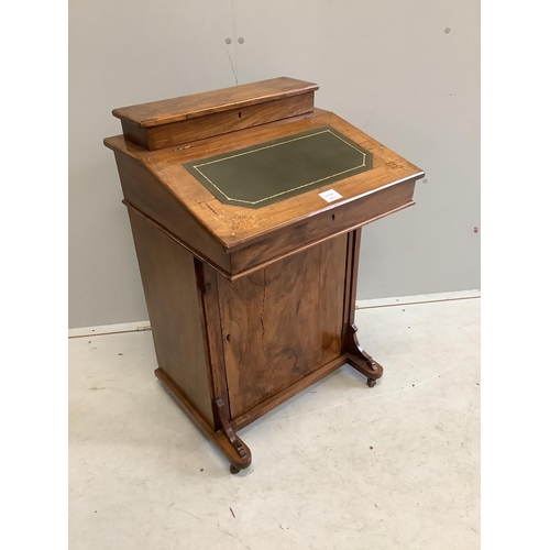 2 - A late Victorian inlaid walnut Davenport, width 53cm, depth 49cm, height 82cm. Condition - poor to f... 