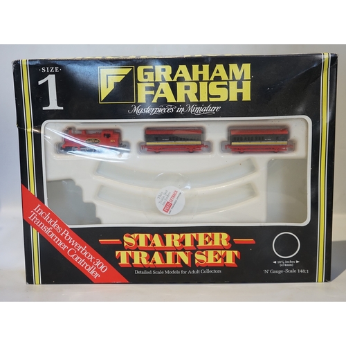 252 - Four boxed Graham Farish N gauge railway train sets; a Diesel Freight set, comprising a Class 25 die... 