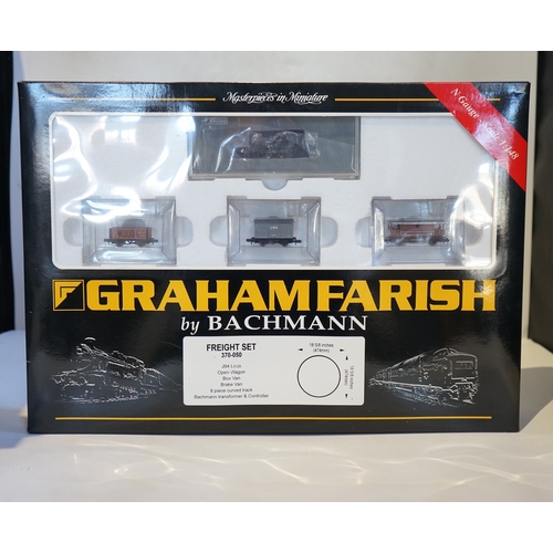 252 - Four boxed Graham Farish N gauge railway train sets; a Diesel Freight set, comprising a Class 25 die... 