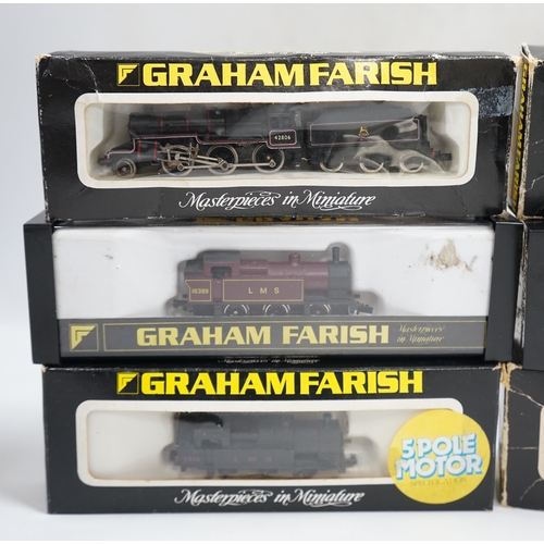 253 - Six boxed Graham Farish N gauge locomotives; a GWR Castle Class, a GWR Prairie Tank, a GWR Pannier T... 