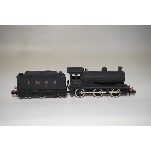 258 - Three boxed Union Mills Models N gauge railway LNER locomotives; a Class Q2, 3359, a Class J26, 5734... 