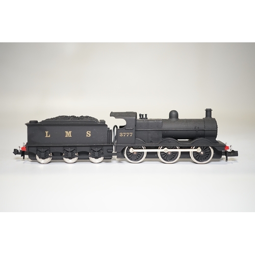 264 - Three boxed Union Mills N gauge railway LMS tender locomotives; a Class G2, 9032, a Class 3F, 3777, ... 