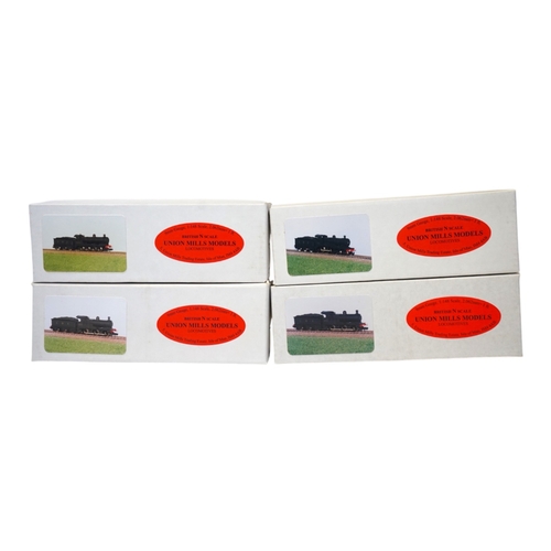 270 - Four boxed Union Mills N gauge railway LMS tender locomotives; a Class G2, 9032, two Class 3F, 3777 ... 