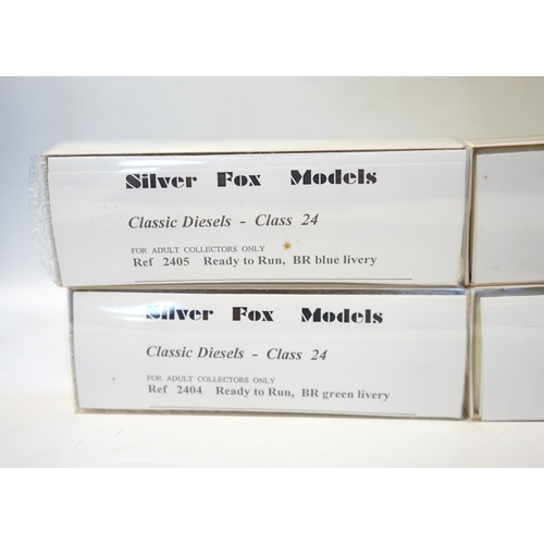 274 - Four boxed Silver Fox Models N gauge BR Bo-Bo diesel locomotives - two Class 24 locos; one in dark g... 