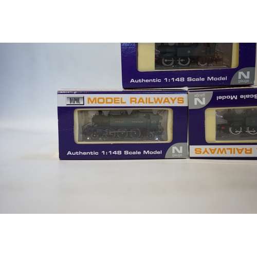 279 - Three boxed Dapol N gauge railway GWR tank locomotives; a Class 45xx, 4523 (ND-014), a Class 14xx, 1... 