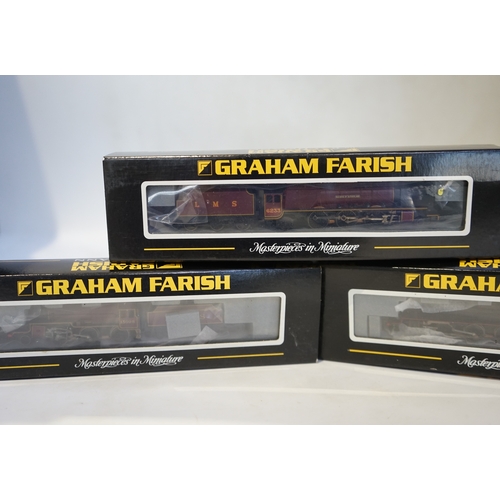 282 - Three boxed Graham Farish N gauge railway LMS tender locomotives; a Midland Crab, 13098 (372-226), a... 