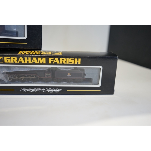 284 - Three boxed Graham Farish N gauge railway BR tender locomotives; a Class 8F, 48045 (372-151), a Clas... 