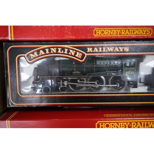 293 - Six boxed 00 gauge railway locomotives by Hornby Railways, etc. including; a BR Class B17/4 (R.133),... 