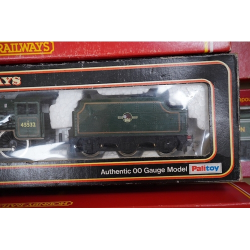 293 - Six boxed 00 gauge railway locomotives by Hornby Railways, etc. including; a BR Class B17/4 (R.133),... 