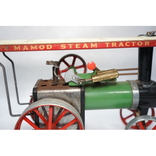 296 - A Mamod live steam traction engine and a single cylinder stationary engine. Condition - poor to fair... 